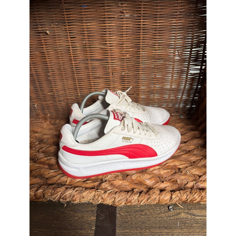 Puma GV Special White Red Leather Low‎ Top Sneakers Womens